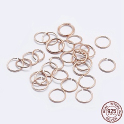 Rose Gold 925 Sterling Silver Open Jump Rings, Round Rings, Rose Gold, 21 Gauge, 7x0.7mm, Inner Diameter: 5.5mm, about 128pcs/10g