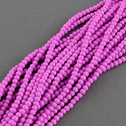 Orchid Painted Glass Bead Strands, Baking Paint, Round, Orchid, 6mm, Hole: 1.3~1.6mm, about 133pcs/strand, 31.4 inch