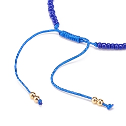 Синий Браслет лэмпворк сглаз и стеклянные бусины, плетеный регулируемый браслет для женщин, синие, внутренний диаметр: 2-1/2~3-7/8 дюйм (6.2~9.7 см)