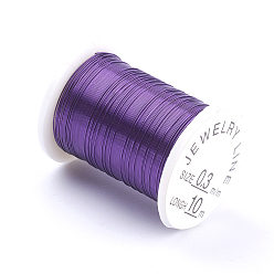 Mixed Color Round Copper Jewelry Wire, Nickel Free, Mixed Color, 0.3mm, about 32.8 Feet(10m)/roll, 10 rolls/batch