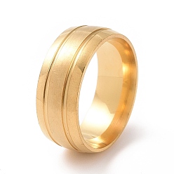 Золотой 201 кольцо из нержавеющей стали с двойным желобком для женщин, золотые, внутренний диаметр: 17 мм