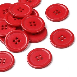 Red Resin Buttons, Dyed, Flat Round, Red, 30x3mm, Hole: 3mm, 98pcs/bag