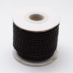 Coconut Brown Round Braided Cowhide Cords, Coconut Brown, 3mm, about 10.93 yards(10m)/roll