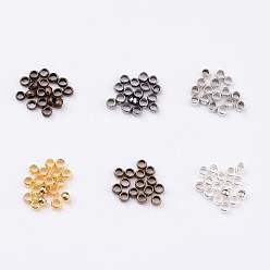 Mixed Color Rondelle Brass Crimp Beads, Tube End Stopper Beads, Jewelry Making Supplies, Mixed Color, 2mm, Hole: 1.2mm, about 3000pcs/box, 500pcs/color