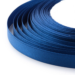 Bleu Royal Ruban de satin simple face haute densité, rubans de polyester, bleu royal, 3/8 pouce (9~10 mm), environ 25 yards / rouleau, environ 10 rouleaux / groupe