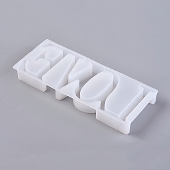 White Food Grade Silicone Molds, Fondant Molds, For DIY Cake Decoration, Chocolate, Candy, UV Resin & Epoxy Resin Jewelry Making, Word Love, White, 85x205x21.5mm