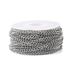 Stainless Steel Color 304 Stainless Steel Curb Chains, Soldered, with Spool, Stainless Steel Color, 4x3x1.2mm, about 32.8 Feet(10m)/roll