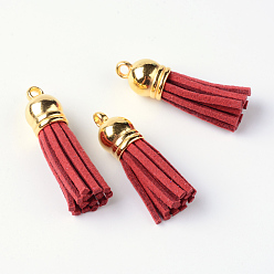 FireBrick Faux Suede Tassel Pendant Decorations, with CCB Plastic Cord Ends, FireBrick, 35~37x10mm, Hole: 2.5~3mm
