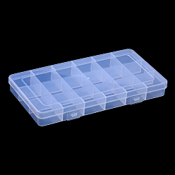 Прозрачный Контейнер для хранения шариков из полипропилена (pp), 18 ящик-органайзер, прямоугольные, прозрачные, 19.1x10x2.2 см, Отсек: 3x3 см