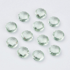 Mixed Color Faceted K9 Glass Pointed Back Cabochons, Flat Round, Mixed Color, 10x4~5mm