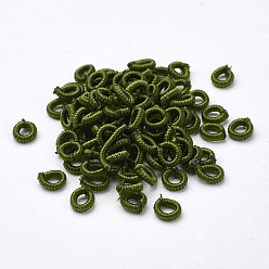 Dark Green Polyester Weave Beads, Ring, Dark Green, 6x2mm, Hole: 3mm, about 200pcs/bag