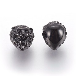 Gunmetal 304 Stainless Steel Beads, Lion Head, Gunmetal, 13x11.5x10.5mm, Hole: 3mm