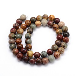 Picasso Jasper Jaspe polychrome naturel/pierre de Picasso/brins de perles rondes en jaspe de Picasso, 6mm, Trou: 1mm, Environ 59~61 pcs/chapelet, 15 pouce