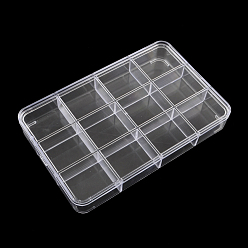 Clear 12 Compartments Rectangle Plastic Bead Storage Containers, Clear, 15x23.4x3.4cm