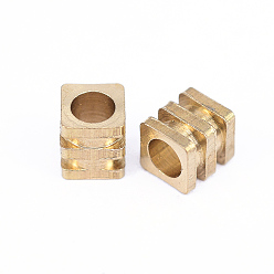 Raw(Unplated) Brass Spacer Beads, Nickel Free, Cube, Raw(Unplated), 3.5x3mm, Hole: 2mm