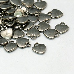 Gunmetal Tibetan Style Alloy Charms, Lead Free and Cadmium Free, Heart, Gunmetal, 12mm long, 10mm wide, 2.5mm thick, hole: 2mm