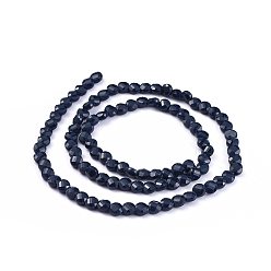 Prussian Blue Glass Beads Strands, Faceted, Flat Round, Prussian Blue, 6x4mm, Hole: 1.2mm, about 98pcs/Strand, 22 inch(53.5cm)
