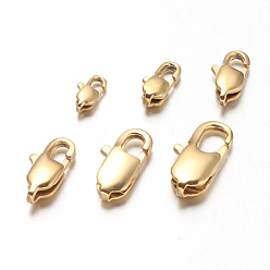 Real 18K Gold Plated Ion Plating(IP) 304 Stainless Steel Lobster Claw Clasps, Golden, 11x5.5x3.5mm, Hole: 1mm