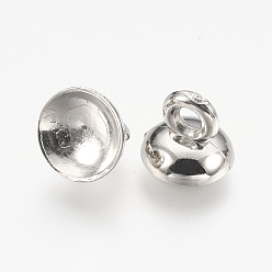 Platine Bails de pendentif de capuchon de perle en plastique, pour pendentifs globe cover, platine, 7x8mm, Trou: 2mm