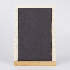 Gris Collier bois affiche, présentoir à longue chaîne, avec faux suède, rectangle, grises , 18x10x26 cm