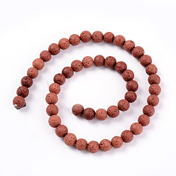 Saddle Brown Synthetic Lava Rock Beads Strands, Dyed, Round, Saddle Brown, 10mm, Hole: 1mm, about 39pcs/strand, 14.96 inch(38cm)