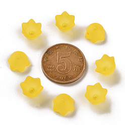 Желтый Прозрачные акриловые шарики, Цветок тюльпана, ландыш, матовые, желтые, 10x6 мм, отверстие : 1.5 мм, Около 2100 шт / 500 г