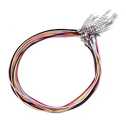 (52) Непрозрачная лаванда Воском хлопка ожерелье шнура решений, с сплава Lobster Claw застежками и конечных железными цепями, платина, разноцветные, 17.12 дюйм (43.5 см), 1.5 мм