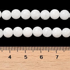 White Natural Malaysia Jade Bead Strands, Round Dyed Beads, White, 10mm, Hole: 1mm, about 38pcs/strand, 15 inch