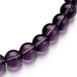 Purple Glass Round Bead Strands, Purple, 8mm, Hole: 1mm, about 40pcs/strand, 11 inch