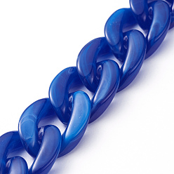 Royal Blue Handmade Acrylic Curb Chains, Imitation Gemstone, for Handbag Chain Making, Royal Blue, Link: 23x16.5x5mm, 39.37 inch(1m)/strand