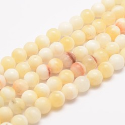 Other Jade Natural Honey Jade Bead Strands, Round, 4mm, Hole: 0.7mm, about 95pcs/strand, 15.5 inch
