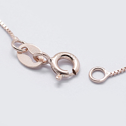Rose Gold 925 Sterling Silver Box Chain Necklaces, with Spring Ring Clasps, with 925 Stamp, Rose Gold, 16 inch(40cm), 0.65mm