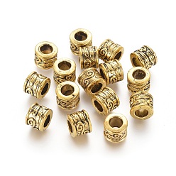 Antique Golden Large Hole Beads, Tibetan Style European Beads, Lead Free and Cadmium Free, Column, Antique Golden, 8.5x7mm, Hole: 5mm