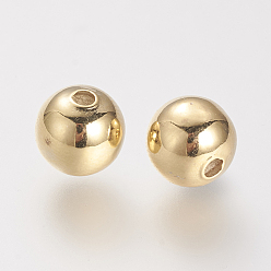 Real 18K Gold Plated Brass Beads, Nickel Free, Round, Real 18K Gold Plated, 8mm, Hole: 2.5mm
