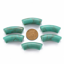 Light Sea Green Acrylic Beads, Imitation Gemstone, Curved Tube, Light Sea Green, 36x13.5x11.5mm, Hole: 4mm, about 148pcs/500g