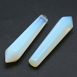 Opalite Opalite Stone Pointed Beads, Bullet, Undrilled/No Hole Beads, 50.5x10x10mm