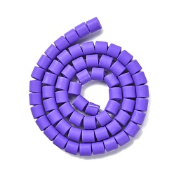 Violet Bleu Polymère main brins d'argile de perles, colonne, bleu violet, 6.5x6mm, Trou: 1.2mm, Environ 61 pcs/chapelet, 15.75 pouce (40 cm)