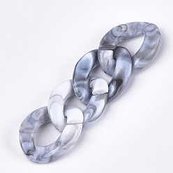 Белый Дым Акриловые связей кольца, разъемы для быстрой связи, для изготовления бордюрных цепей, Стиль имитация драгоценных камней, твист, серый, 29x21x6.5 мм, Отверстие : 17x8 мм , около 315 шт / 500 г