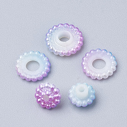 Lilac Imitation Pearl Acrylic Beads, Berry Beads, Combined Beads, Rainbow Gradient Mermaid Pearl Beads, Round, Lilac, 12mm, Hole: 1mm, about 200pcs/bag