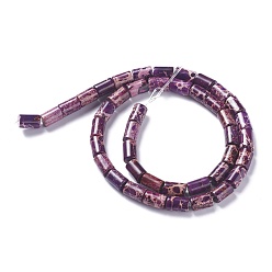 Purple Natural Imperial Jasper Bead Strands, Dyed, Cube, Purple, 6~6.5x8~9mm, Hole: 1.4mm, about 43pcs/strand, 15.75''(40cm)