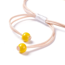 Or Bracelet à maillons de fleurs pressées à sec fait à la main pour fille femme, bracelet réglable en perles de verre babysbreath, or, diamètre intérieur: 5/8~ 3-1/8 pouce (1.5~7.9 cm)