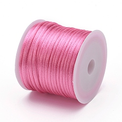 Pearl Pink Nylon Cord, Satin Rattail Cord, for Beading Jewelry Making, Chinese Knotting, Pearl Pink, 1mm, about 32.8 yards(30m)/roll