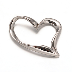 Stainless Steel Color 304 Stainless Steel Heart Linking Rings, Stainless Steel Color, 37x34x4mm
