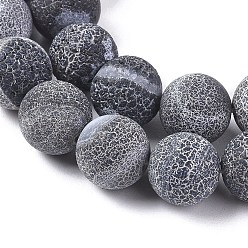 Mixed Color Natural Weathered Agate Beads Strands, Dyed & Heated, Frosted, Round, Mixed Color, 10~10.5mm, Hole: 1.2mm, about 38pcs/strand, 14.96 inch(38cm)