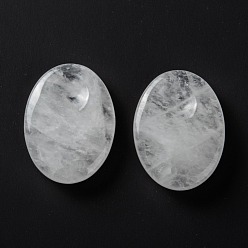 Cristal de Quartz Massage aux cristaux de quartz naturels, pierre d'inquiétude du pouce pour le traitement de l'anxiété, ovale, 40.5~41x30.5~31x8~9mm