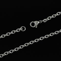 Stainless Steel Color 304 Stainless Steel Cable Chains Necklaces, with Lobster Clasps, Stainless Steel Color, 20 inch(50.8cm), 3mm