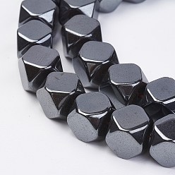 Non-magnetic Hematite Non-magnetic Synthetic Hematite Beads Strands, Faceted, Cube, 10x10x10mm, Hole: 1mm, about 40pcs/strand, 15.55 inch