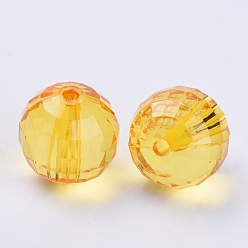 Orange Transparent Acrylic Beads, Faceted, Round, Orange, 8x8mm, Hole: 1.5mm, about 1770pcs/500g