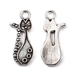 Antique Silver Tibetan Style Alloy Kitten Pendant Settings for Enamel, Cadmium Free & Nickel Free & Lead Free, Cat Shape, Antique Silver Color, 23x10x1mm, Hole: 2mm