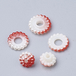 Red Imitation Pearl Acrylic Beads, Berry Beads, Combined Beads, Rainbow Gradient Mermaid Pearl Beads, Round, Red, 12mm, Hole: 1mm, about 200pcs/bag